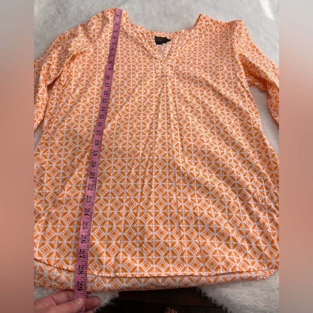 Pendleton Geometric Orange Cotton Split Neck Blou… - image 5